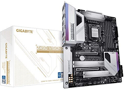 GIGABYTE Z490 VISION G Intel LGA 1200 ATX Motherboard (12+1 Phases Power Design, Intel 2.5GbE, 2-Way SLI/CrossFire Multi-Graphics, Dual M.2, USB 3.2 Gen2, Type-C, RGB FUSION 2.0)