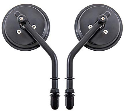 Motorrad Seitenspiegel, 8mm Motorräder Rückspiegel Spiegel für Bobber Chopper Old School 1982-2018 Up (Schwarz)