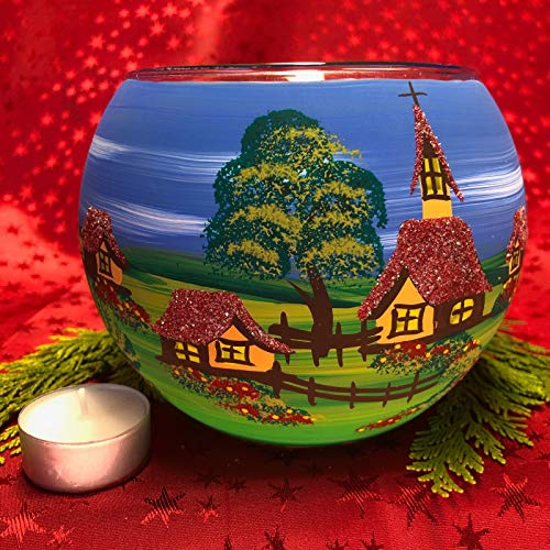 Generisch Windlicht Kugelglas Maxi Leuchtbecher Leuchtglas Teelicht Handarbeit Lauscha, : Sommer