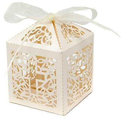 Oblique Unique® 10 Deko Schachteln Boxen mit Christlichen Kreuz Motiv als Dekoration Geschenkverpackung Taufe Kommunion Konfirmation Hochzeit - Creme