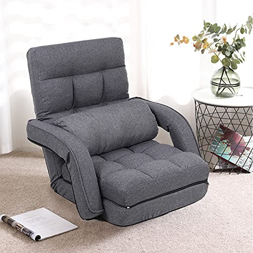 FLOGUOOR Bodenstuhl Klappbar, Bodensofa mit Armlehne, Bodensessel 42 stufig Verstellbar