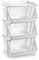 Acan Tradineur - Pack 3 cestas apilables Multiusos 58 x 38 x 29 cm，Carro verdulero 3 niveles apilables multicolores para elegir color que le gusta (Blanco) (PLUS)