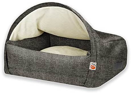 Sleepy Fox® - Premium Höhlenbett für Hunde und Katzen - Preisgekröntes, Patentgeschütztes Design (Grey Chenille, Large/XL: 110w x 85d x 65h cm)