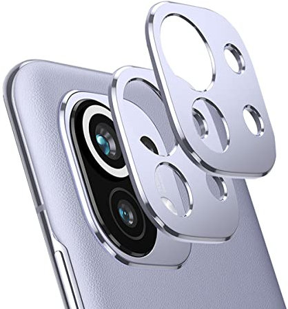 AnnhanT Kameraschutz für Xiaomi Mi 11 Kamera [2 Stück], [Aluminiumlegierungsrahmen/Kratzfest] Metall kameraschutz für Xiaomi Mi 11 - Lila
