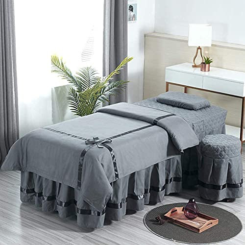 LAErper Traitement Spa Salon de Beauté Massage Hôtel Chabinet de Table de Lit de Linge de Lit Jupe de Lit Valette de Camous/Gris/185 * 70 Cm Round Head