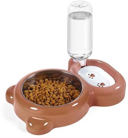 Dog Bowls, Cat Food and Water Bowl Set with Water Dispenser and Stainless Steel Bowl for Cats and Small Dogs