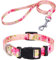 Mihqy Hundehalsband und Leine Set, Verstellbares, Weich & Komfort Nylon Hunde Halsband für Kleine Mittlere Große Hunde Welpen Katzen(Pinke Rose Set,S)