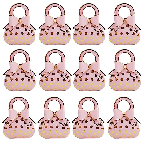 Hochzeit Geschenkbox 50 Stück Geschenkbox Gastgeschenk Kartonage klein Süßigkeiten Kartons Bonboniere Kasten Gastgeschenke Schachtel für Tischdeko, Hochzeit Taufe Party Geburtstag (Rosa)