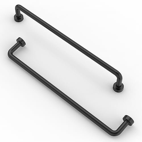 FURNIWARE Pack of 10 Matt Black Zinc Cabinet Handles, 192mm Hole Center, 7.6 Inch Pull Handles for Cabinet, Drawer, Door, Cupboard, Wardrobe, Closet