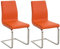 CLP 2er Set Esszimmerstühle Belfort mit Kunstlederbezug und hochwertiger Polsterung I Freischwinger mit Edelstahlgestell, Farbe:orange