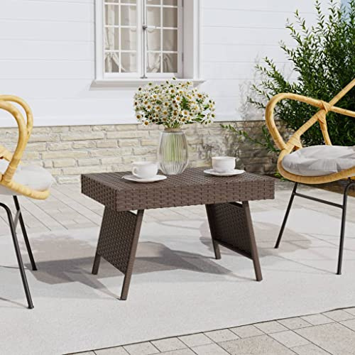 FIRBNUS Klapptisch Braun 60 x 40 x 38 cm aus Polyrattan Couchtisch Wohnzimmertisch Klapptisch Balkontisch Wohnzimmertisch Moderner Couchtisch