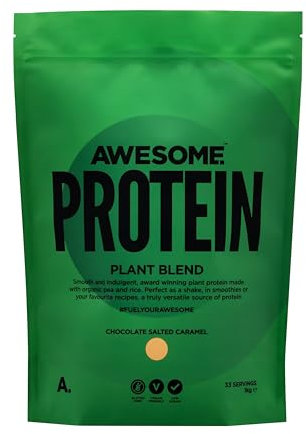 Awesome Supplements – Vegan Protein Powder – High Protein Plant-Based Powder – 21,6g Protein Per Serving – Low Calorie, Low Sugar – Pea Protein, Organic Protein (1 KG, Chocolate Salted Caramel)