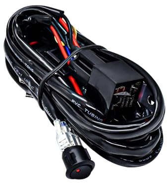 Shkalacar 2 Leitungen LED Lichtleiste Kabelbaum Set für 2 Leuchte, 300W 16AWG universeller Kabelbaum Kabelsatz Set mit 12V 40A Relais EIN und Ausschalter, LED Lichtrelais für Geländefahrzeuge