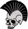 Totenkopf Punk Frisur Irokesenschnitt Iro Aufnäher zum aufbügeln oder aufnähen Bügelbild Aufbügler für Kleidung gestickter Bügelpatch Applikation Patch Größe 10,3 x 10,5 cm