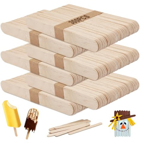 300 Stück Holzstäbchen zum Basteln, 15cm x 1.8cm Eisstiele Holz zum Basteln, Popsicle Sticks aus Naturholz, Holzmundspatel, Holzstiele für Eis am Stiel,Holzspatel zum Basteln,für DIY Handwerk