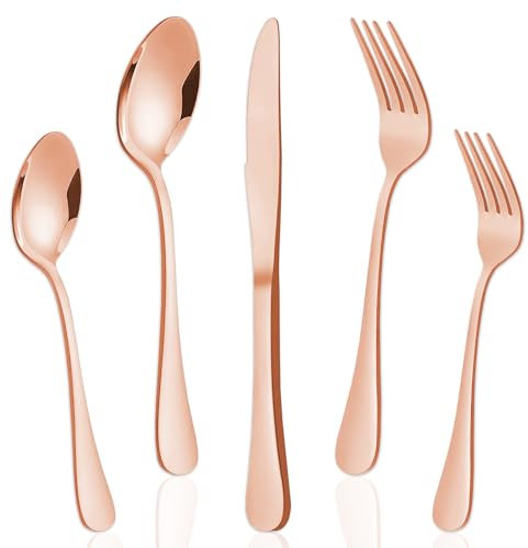 Besteck rosegold edelstahl 30 Stück mit messern Gabeln Suppenlöffel Dessertlöffel Dessertgabeln Spülmaschinenfest zuhause restaurants besteck set rosegold besteck rose gold