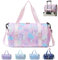YOUYOKE Borsa da Viaggio Bambina, 25L Borsa Palestra Unicorno Impermeabile, Borsone Viaggio, Travel Weekender Gym Bag con Scomparto per Donna Scarpe e Strato Umido, Rosa