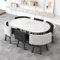 EpuzeR Oval Esstisch mit 6 Stühlen Set, Tischplatte aus Holz Konferenztisch, Esszimmergruppe Küchentisch for Wohnzimmer Küche,90 * 150cm (Color : Schwarz)