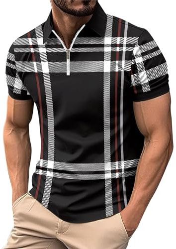 Mens Running Sports Gym Tops Quick Dry Golf Hiking Tops Short Sleeve Polo Shirts Sports Polo Shirts Mens Black Shirts Men 4XL Mens Running top Long Sleeve Full Zip Tees (Black, L)