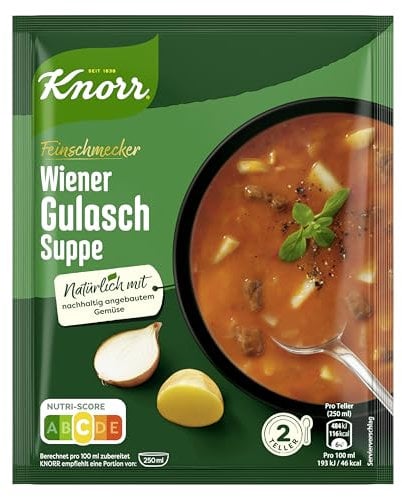 Knorr Feinschmecker Suppe mit Kartoffeln leckere Wiener Gulaschsuppe mit nachhaltig angebautem Gemüse 500 ml