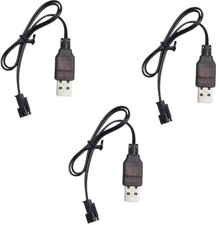 3Pcs 3.7V Câble de Chargeur USB Li avec Prise SM-2P, RC Câble de Chargeur de LiPo Batterie, pour NIMH/NICD Batterie (3S) 3.6V, pour Enfant Jouet Voiture RC Bateau Drone Avions RC