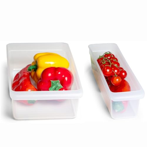 Novaliv Kühlschrank 2er Set Organizer Kühlschrank Klein + Mittel BPA-frei Küchenordnung küchenorganizer Kühlschrankorganizer Lebensmittelecht FFlaschen Organizer Ablagefach Kühlschrankfach
