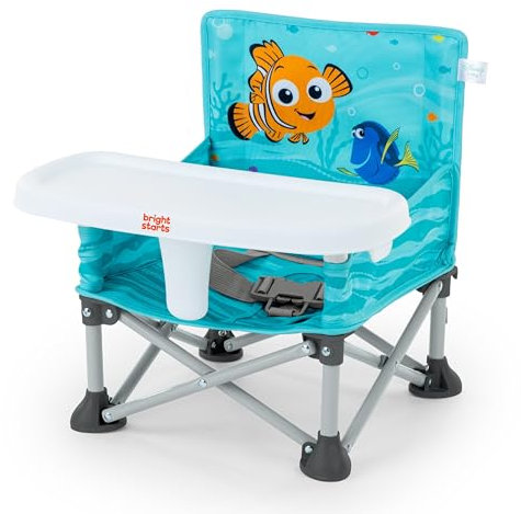 Bright Starts Disney Findet Nemo Pop ’N Sit Tragbare Sitzerhöhung, für drinnen und draußen, Bodensitz mit Esslernsitz, 6 Mon - 3 Jahre