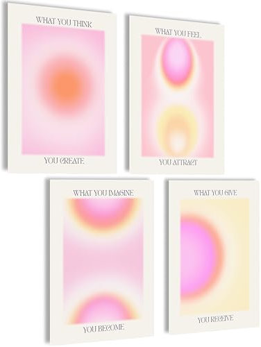 mojoliving Aura Poster Aesthetic Room Decor Room Decor y2k Preppy Room Decor Bilder Aesthetic Bilder (Set Aura Imagine Give, Posterset 4x A4 (21x30cm) | ohne Rahmen)