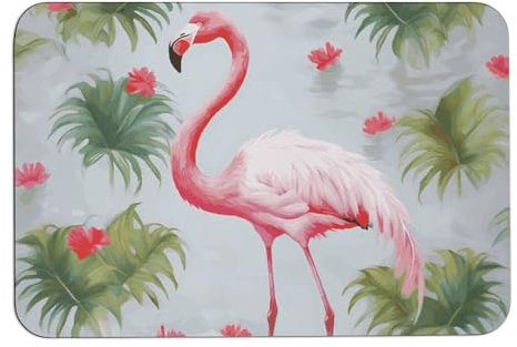 EKYOSHCZ Badematte, saugfähig, Kieselgur, Badematte, rutschfest, schnell trocknend, Badematte für Dusche, Badewanne, Küche, Badezimmer, Teppiche, 60 x 40 cm, weißer Flamingo-Stein, Badematte