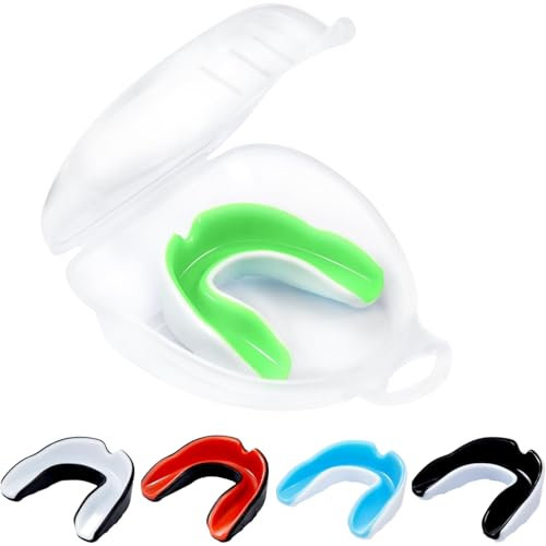 Quixotical 5 Stück Sport Mundschutz mit Zahnschutz Kasten, Sport Zahnschutz für Kinder, Für alle Vollkontakt-Sportarten Einschließlich Rugby, Kampfsport, Kickboxen, Hockey & Boxe