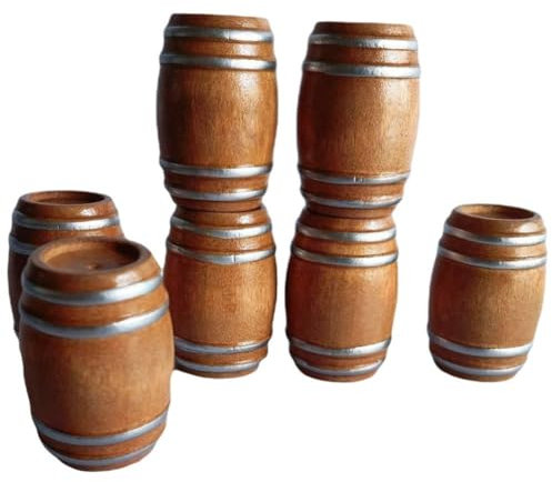 Zghhc 7 Stücke Miniatur Holz Bierfass 1:12 Puppenhaus Weinfass Mini Bierfass Fass Modell Micro Landschaft Dekoration
