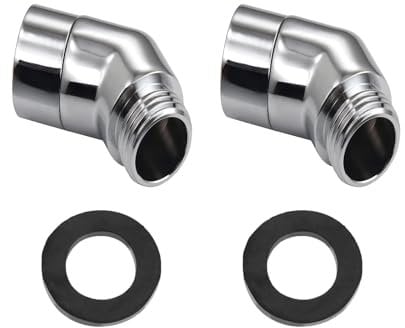 2 Pcs Shower Head Adapter, 135° Solid Brass Shower Elbow Adapter with Rubber Spinable G1/2 Shower Head Extension Arm for Connection of Wall Mounted Shower Handheld Showerhead