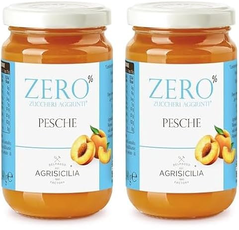 Agrisicilia zero% zuccheri aggiunti pesche, poche calorie, 240 grammi (Confezione da 2)