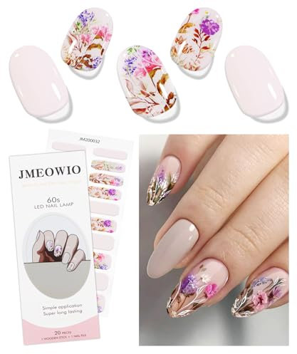 JMEOWIO Unghie Gel Adesive UV Fiori Smalto Adesivo per Unghie Gel Nail Stickers Decorazioni Unghie Nail Art Disegni