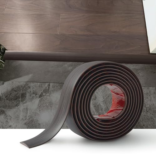 2M Striscia di Transizione per Pavimenti in Laminato Striscia di Soglia Profilo di Transizione Autoadesivo PVC e Vinile, Striscia di Giunzione per Pavimenti, 4cm Grano Di Noce Nero