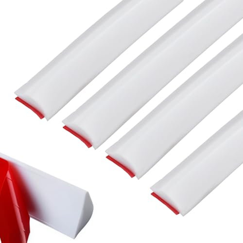 FUNSUEI 4PCS 100cm Silicone Wet Room Floor Barrier, Self-Adhesive Shower Tray Anti-Spill Strip, Shower Water Barrier for Bathroom Floor, Kitchen Sink