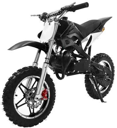 Zoobotanica 49cc Dirt Bike,Kinder Jugend Crossbike Pocket Cross,10 Zoll 2-Takt Motorrad Motorbike,Hand-Zug-Start-Methode,Scheibenbremsen,Bis 60 km/h, Max 100kg, Motorsport Pocket Crossbike (Schwarze)