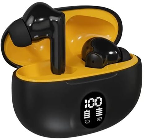 HyperWave GX Pro Wireless Gaming Earbuds – Ultra-Low Latency, Immersive Sound, LED Charging Case (Black)