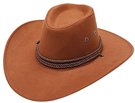Cowboyhut für Männer Weitkrempe Western Hut Klassiker Roll -up Cowgirl Hat mit Buckle Belt Schwarzer Cowboy Hut Filz Cowboy Hut für Cowboy -Kostüm -Party Gefälligkeiten Feierlichkeitenkostüm cowboy