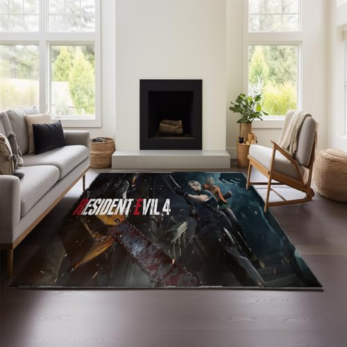 MeeTe Resident Evil Teppich Wohnzimmer Groß – Maschinenwaschbarer – Rutschfester, Flauschiger Teppich Für Wohnzimmer Und Schlafzimmer (RV 02,120x160 cm)