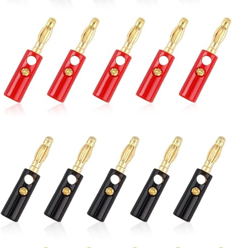 dinghaole 10 Stück Bananenstecker, Bananenstecker 4mm Breites Anwendungsspektrum, Bananenstecker Lautsprecher, Für Kabel Boxen Endstufen Receiver Stereoanlagen