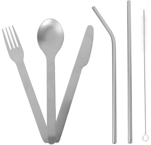 Cabilock Besteckset Tragbares Servierbesteck für Buffet 5 Stück Wiederverwendbar mit Etui für Partys und Outdoor