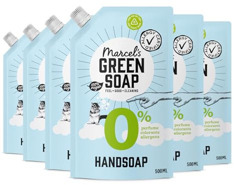 Marcel's Green Soap - Handseife 0% Nachfüllung - Nachfüllpackung für Handwäsche - Handwaschspender - Vegan - 97% biologisch abbaubar - 3000 ml, 500 ml (6er-Pack)