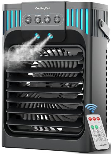 Portable Air Conditioner, LEAEYFE 3 Higher Speeds With 1200ml Extra Large Water Tank, 7 Color Lights 2/8 Hour Timer, 120° OscillatingCooling Fan For Desk, Home, Bed and Living Room