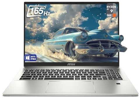 MSI Prestige A16 AI Laptop, AMD Ryzen AI 9-365, 32 GB LPDDR5x RAM, 1 TB PCIe SSD, 16 QHD+ (2560x1600) Display, AMD Radeon Graphics, White Backlit Keyboard, W11 Pro, Urban Silver