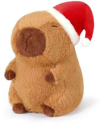 shownicer Plüschtier Capybara Kuscheltier Weihnachten Stofftier Kawaii Capybara Plüsch Kissen Spielzeug Geschenk für Erwachsene Kinder 3+ Jahre (Weihnachten, 25cm)