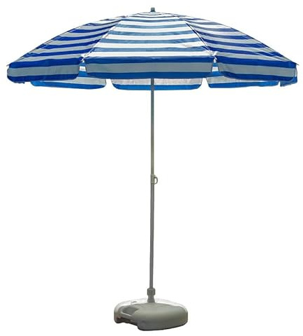 Parasol rond à rayures bleues de 2 m, 2,2 m, 2,5 m, parasol de jardin, parasol rond pour piscine, terrasse, balcon, léger, portable, sans base nécessaire