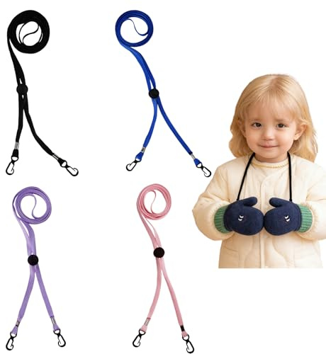 Attache pour Gants Enfant, 4 pièces Cordon pour Gants Enfant, Cordon pour Gants Enfant, Attache pour Gant Enfant, Attache pour Gants, pour Garçons Et Filles Accessoire Pratique pour Hiver