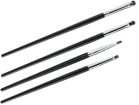 Lurrose Ensemble de 4 Pinceaux pour Maquillage des Yeux, Kit de Pinceaux Eyeliner de Précision en Poils Naturels de Martre, Taille Compacte, Maquillage Détaillé Estompage Professionnel