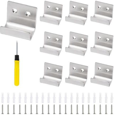 Bofanze 10 Piezas Soporte para Azulejos Pared Ganchos en Forma de U | Esquina en U, con 20 tornillos + 20 tacos de expansión + 1 destornillador, para azulejos